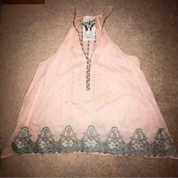 BUFFALO by David Bitton Pink Embroidered Halter Top M - Picture 1 of 4